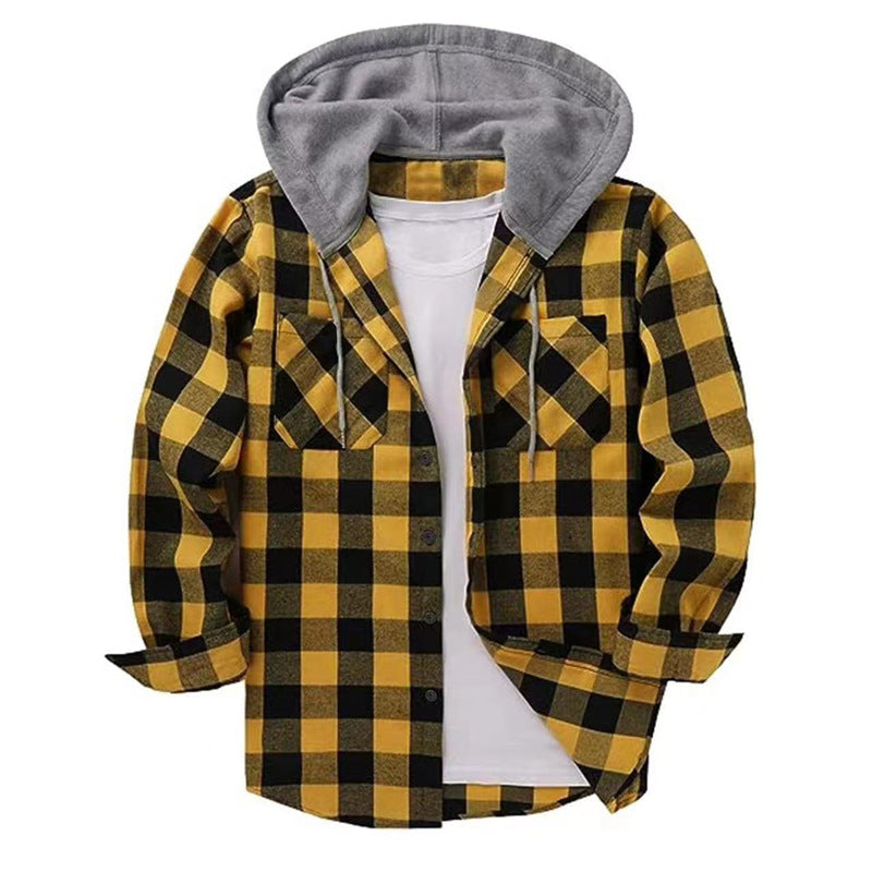 Plaid Hooded Shirt Jacket