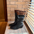 Cuffed Leather Mid-Calf Boots