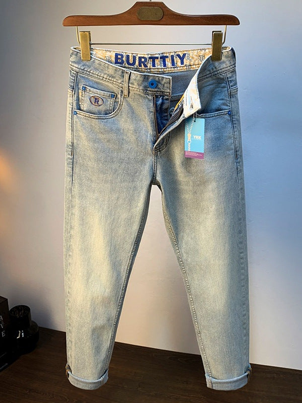 Slim Fit Cropped Denim Trousers