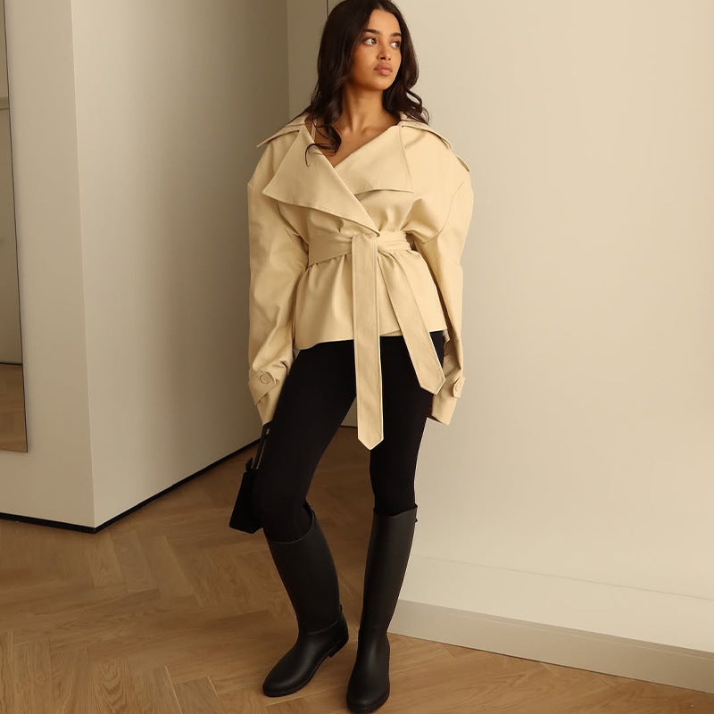Elegant Tie Waist Blazer Jacket