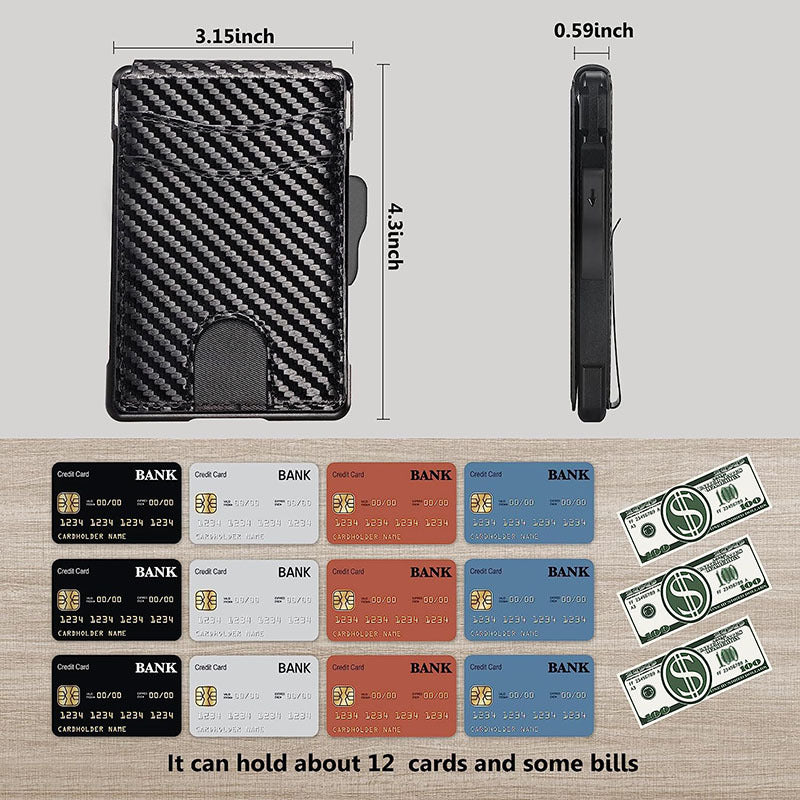 Amazon's popular bi-fold carbon fiber flip wallet, RFID anti-theft, fashionable large-capacity card holder with wallet, card holder