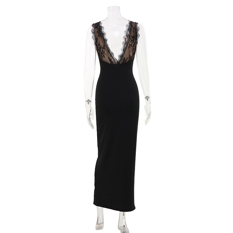 Lace V-Neck Pencil Dress