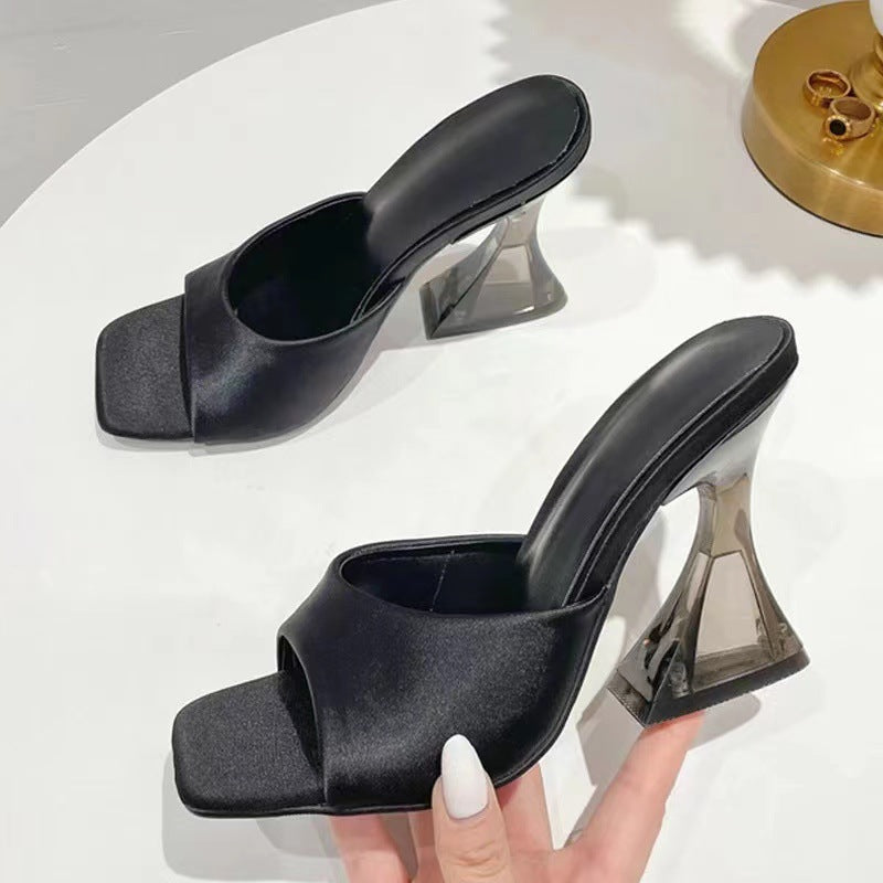 Square-Toe Heeled Slides