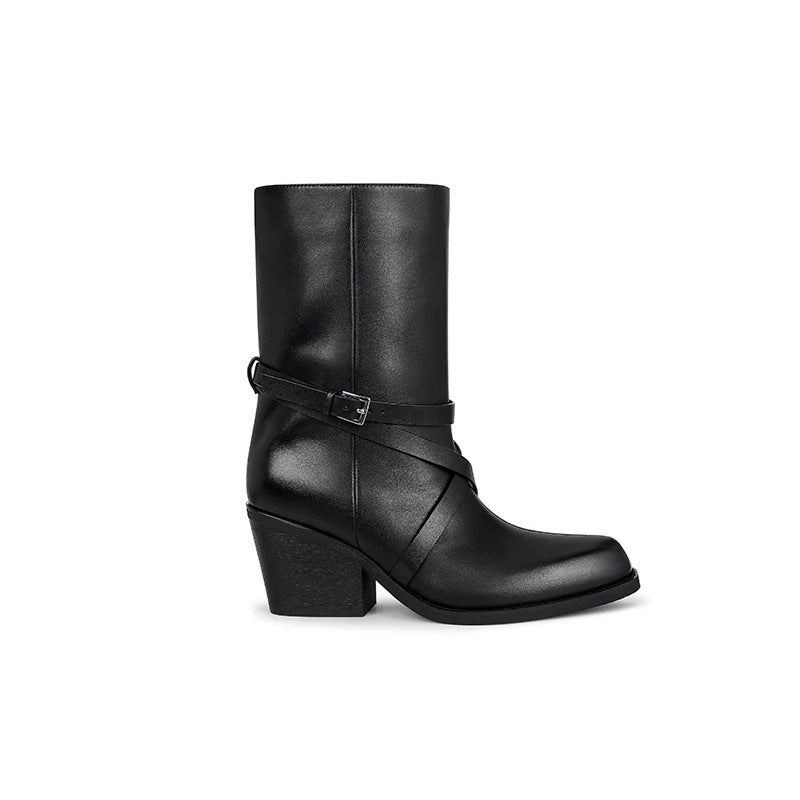 Lace-Up Block-Heel Boots