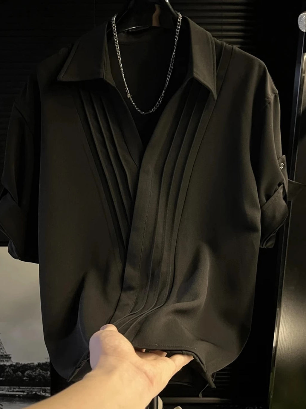 Linear Pleated Drape Shirt