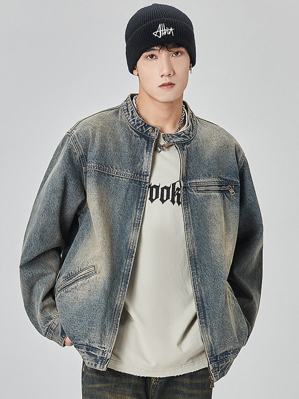 Washed Denim Bomber Jacket