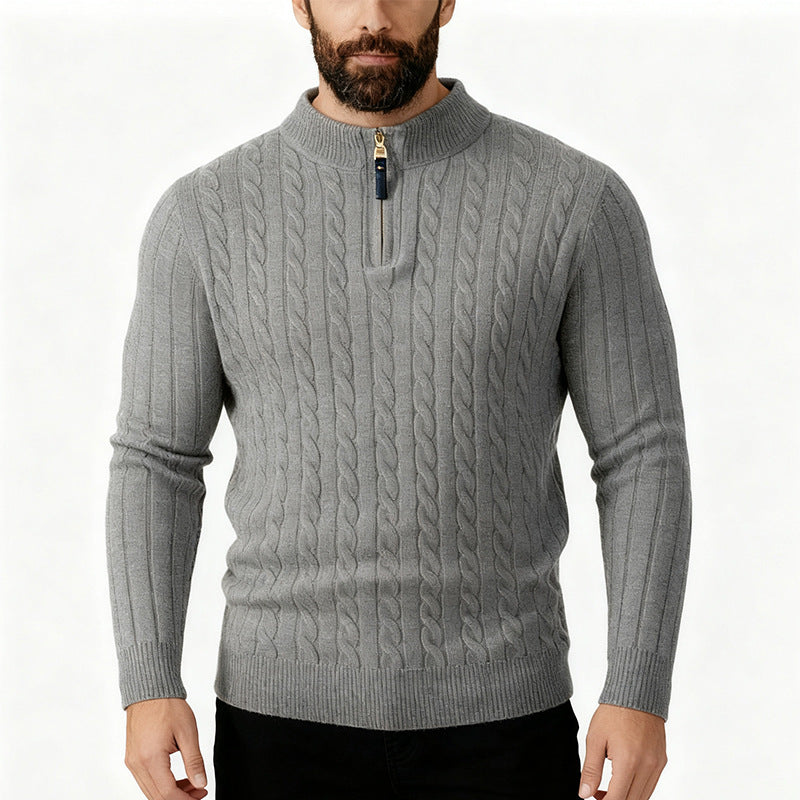 Cable-Knit Zip Pullover