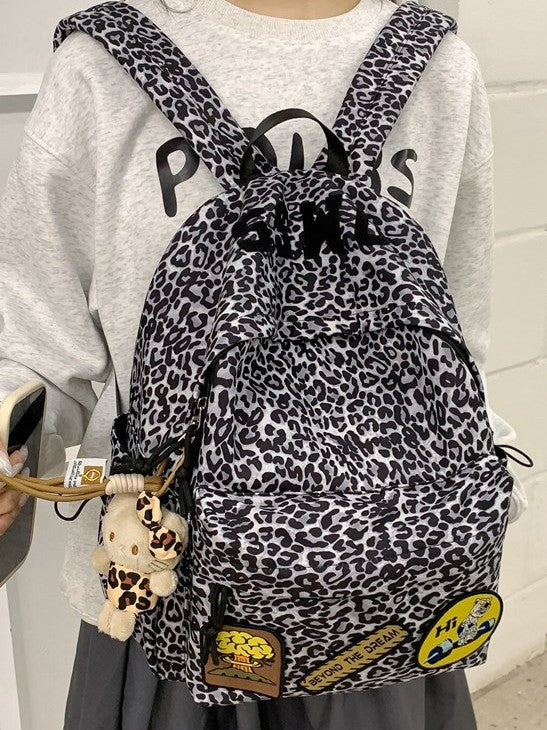 Leopard Print Patch Backpack