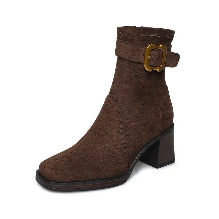 Square-Toe Block-Heel Boots