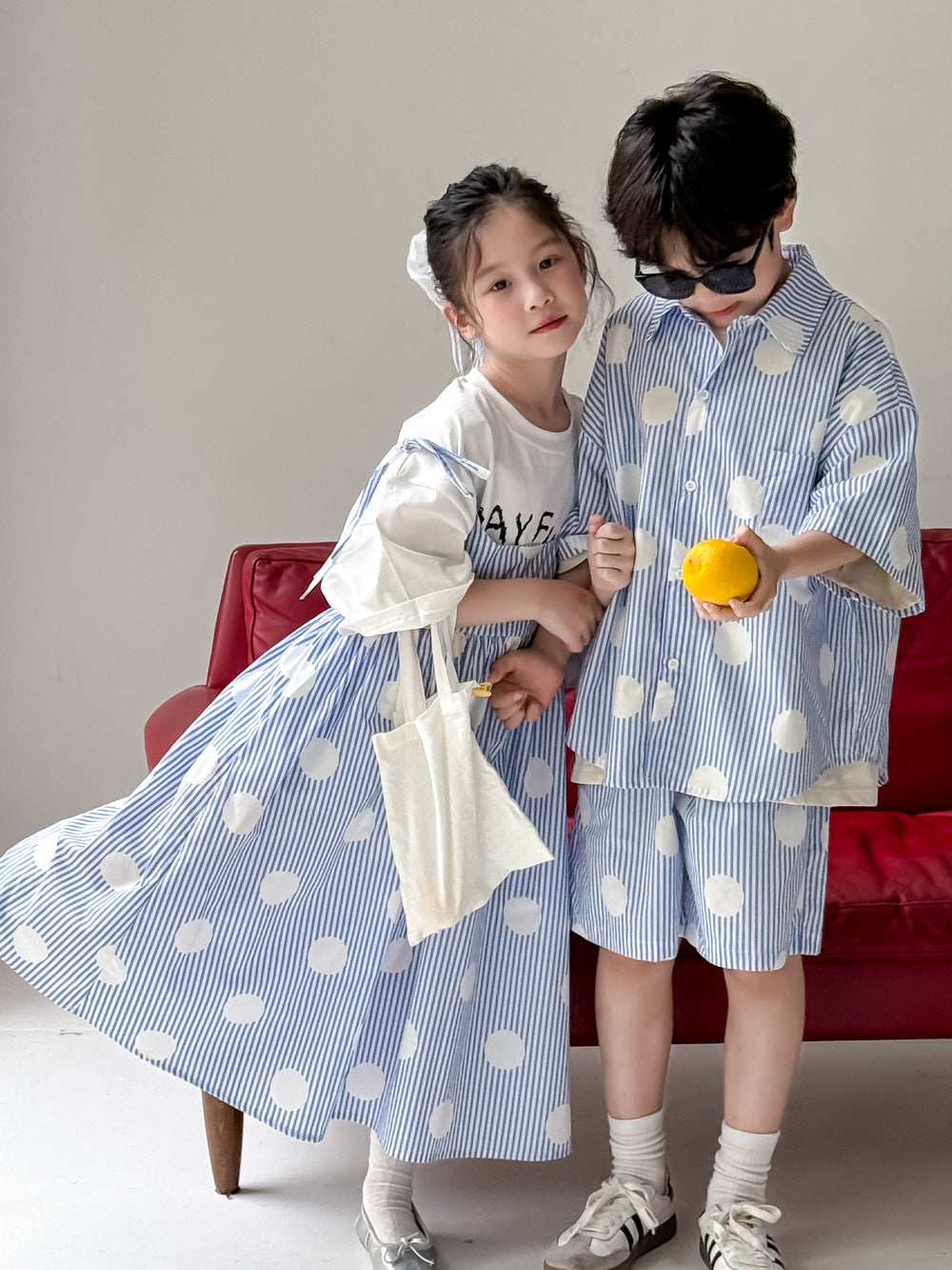 Kids' Polka-Dot Shirt and Shorts Outfit