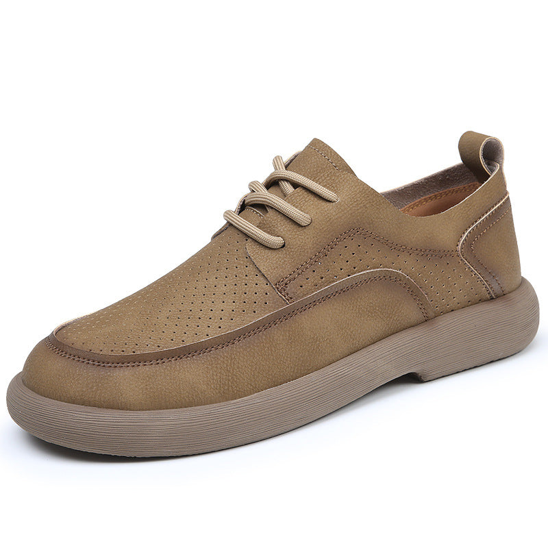 Perforated Leather Casual Shoes