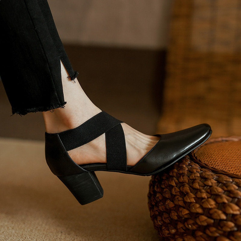 Cross-Strap Ballet Heels