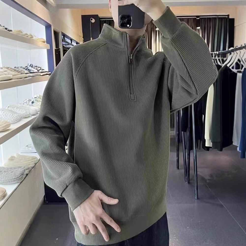 Ribbed Quarter-Zip Pullover