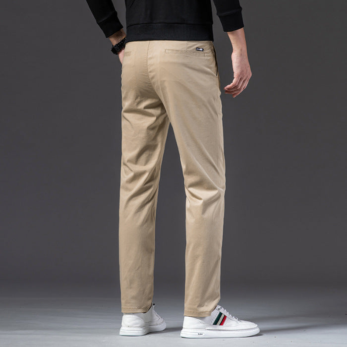Men's Straight-Leg Cotton Casual Trousers