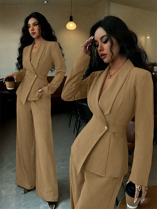 Blazer and Wide Leg Trousers Two Piece Set