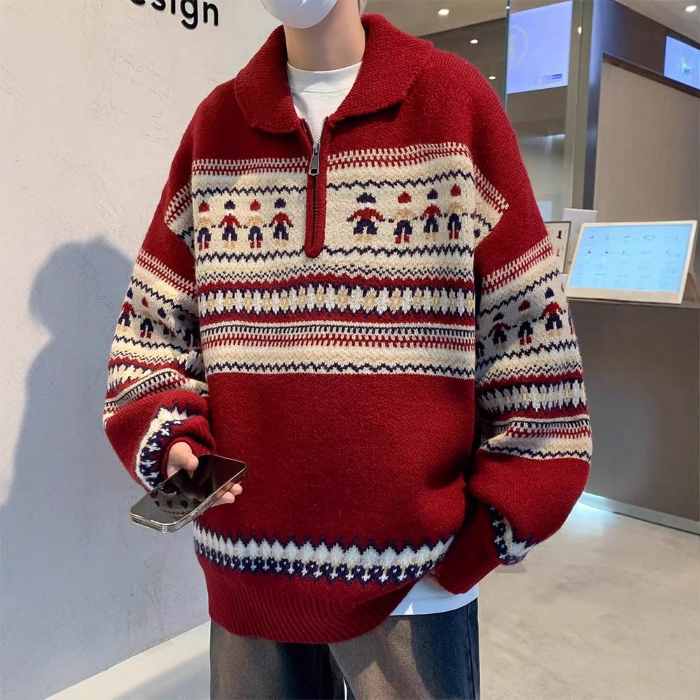 Festive Knit Quarter-Zip Sweater
