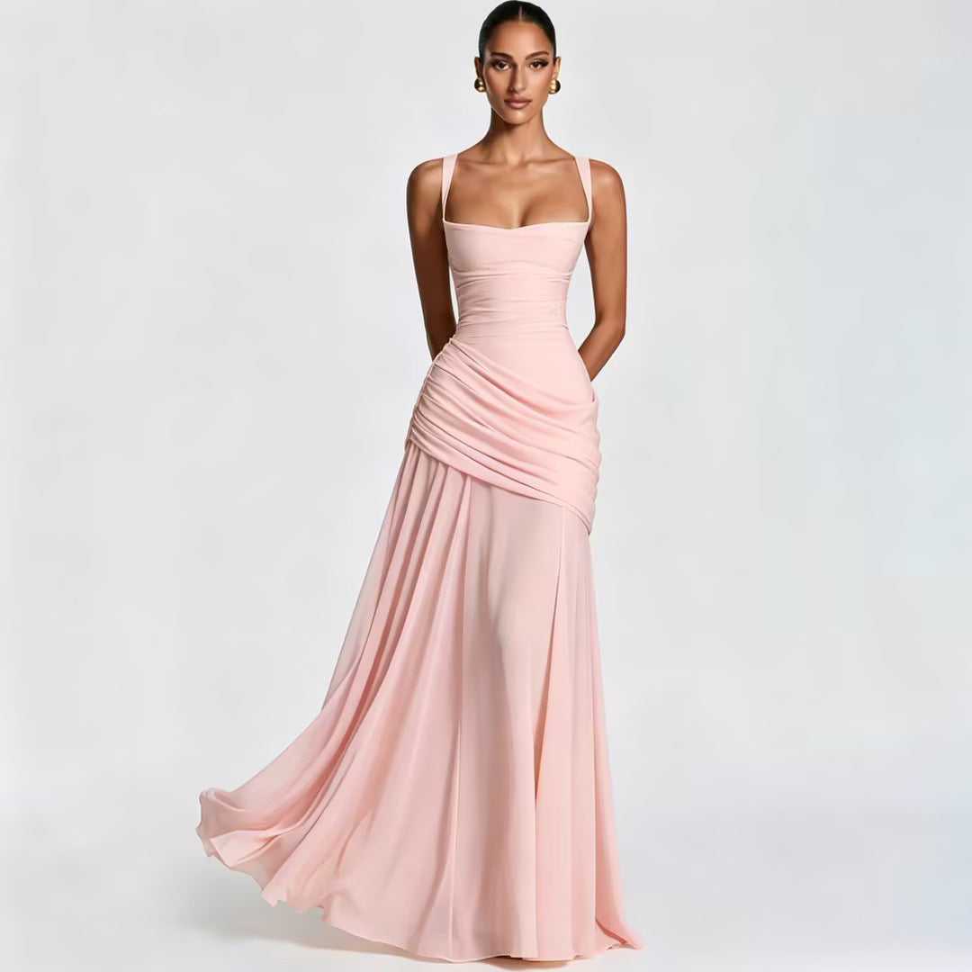 Aurora Ruched Backless Maxi Dress