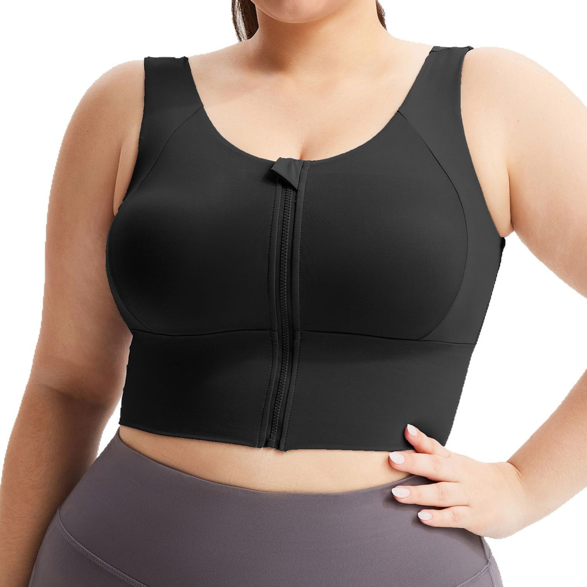 Plus-Size Zip-Front Sports Bra