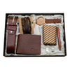 Brown gift box watch + wallet + bracelet + tie + pen + cufflinks + belt