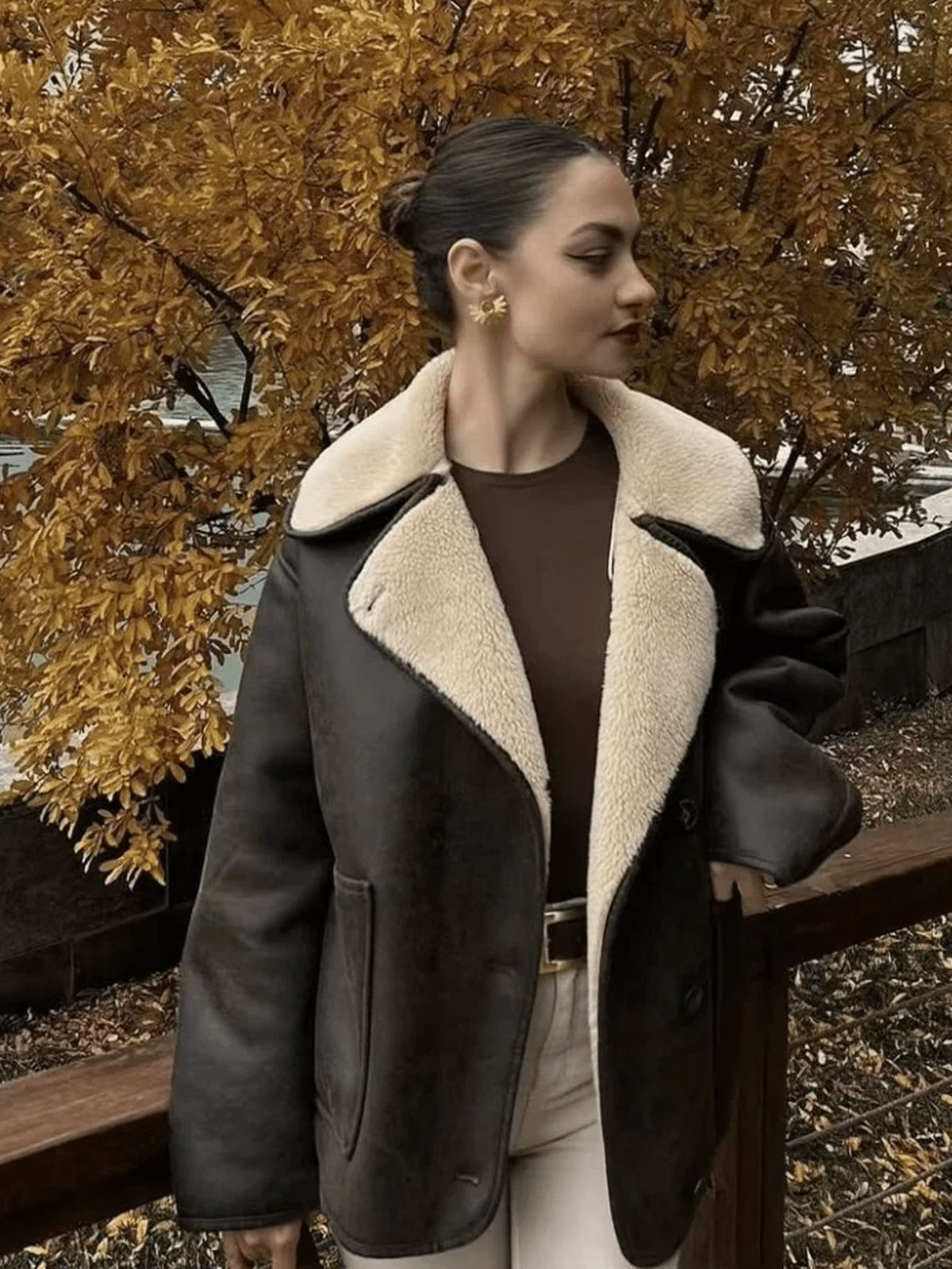 Women's Faux Leather Shearling Jacket