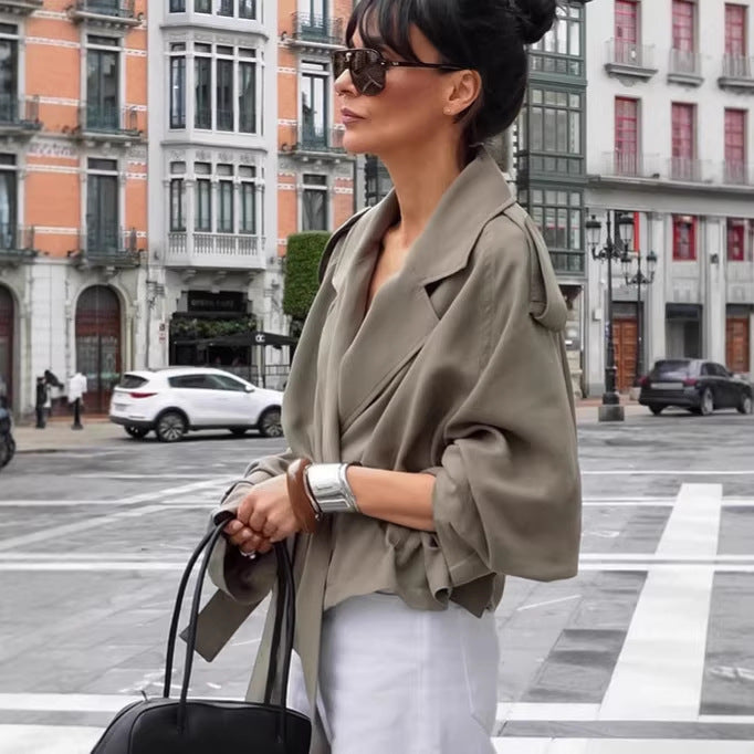 Wrap Tie Short Trench Jacket