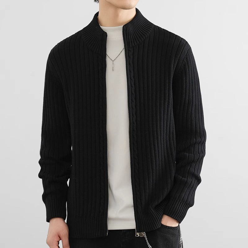 Men's Ribbed Zip-Up Cardigan