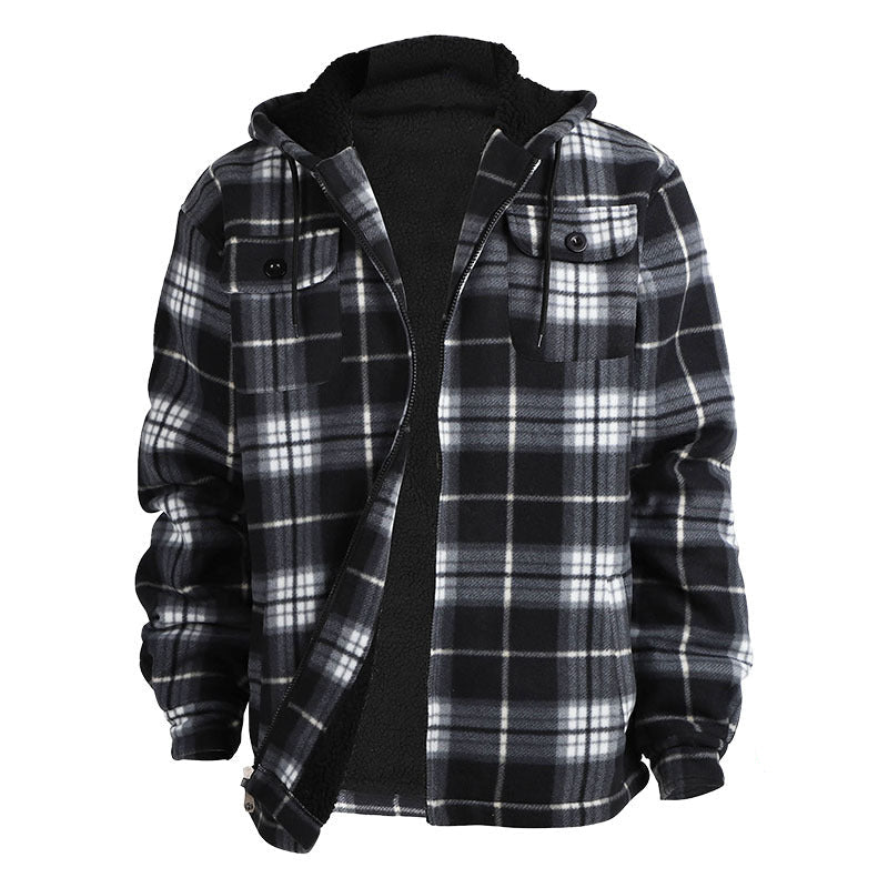 Lined Plaid Hooded Jacket