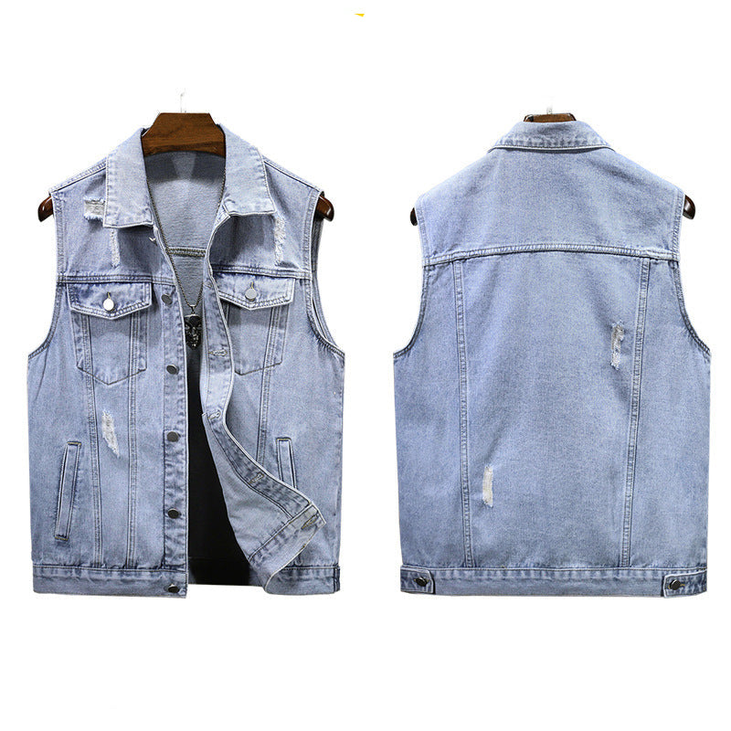 Trendy Sleeveless Denim Vest