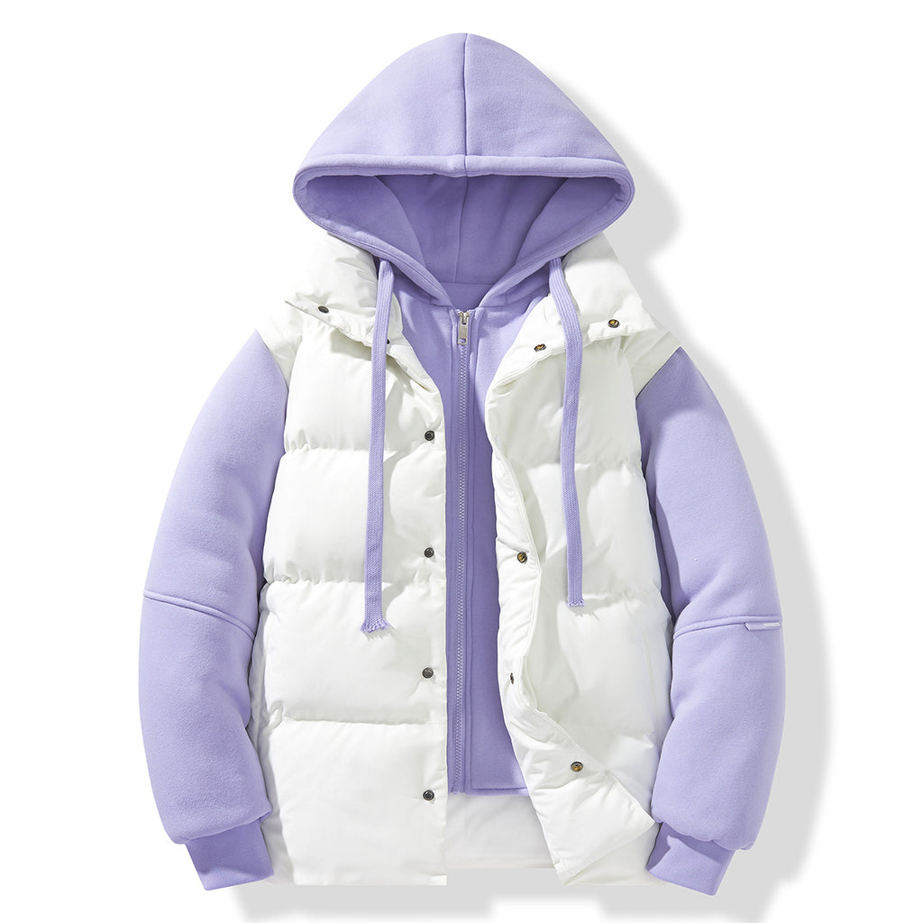 Layered Puffer Vest Hoodie