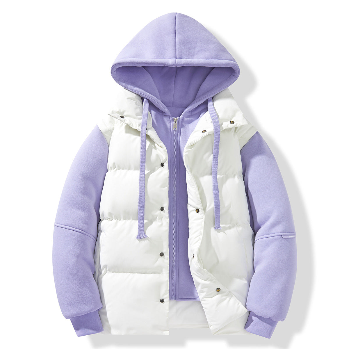 Layered Puffer Vest Hoodie