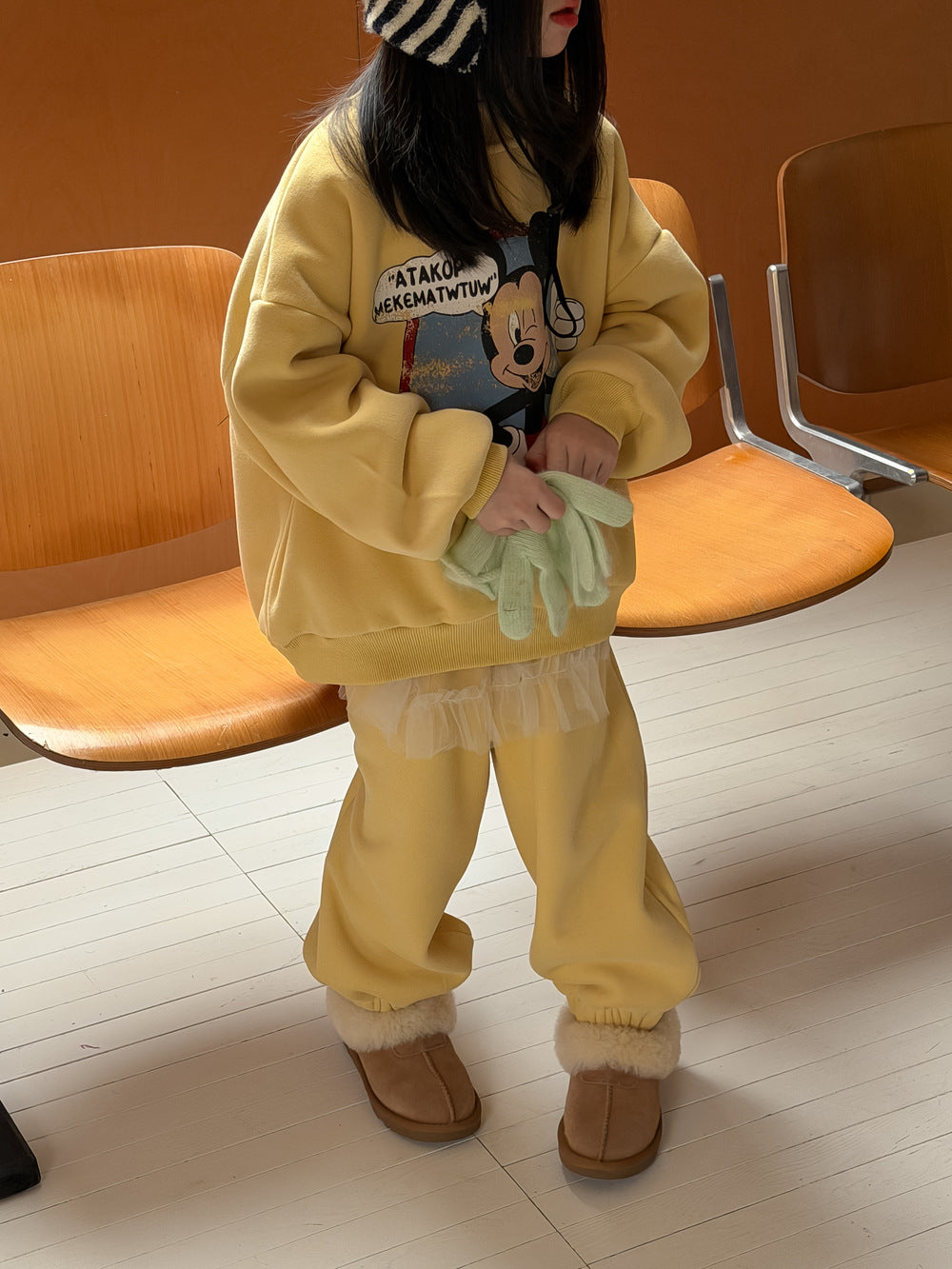 Kids' Fleece-Lined Cartoon Two-Piece Set