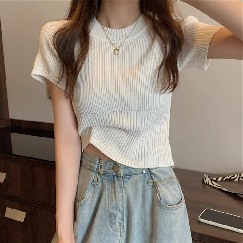 Ribbed Knit Graphic Tee