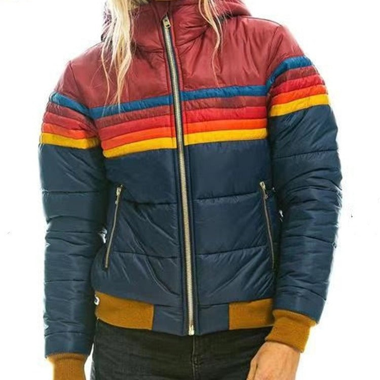Retro Striped Puffer Jacket