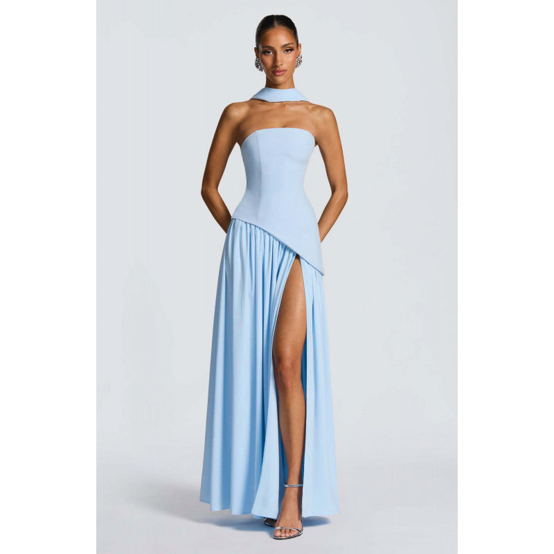 Strapless Slit Maxi Dress