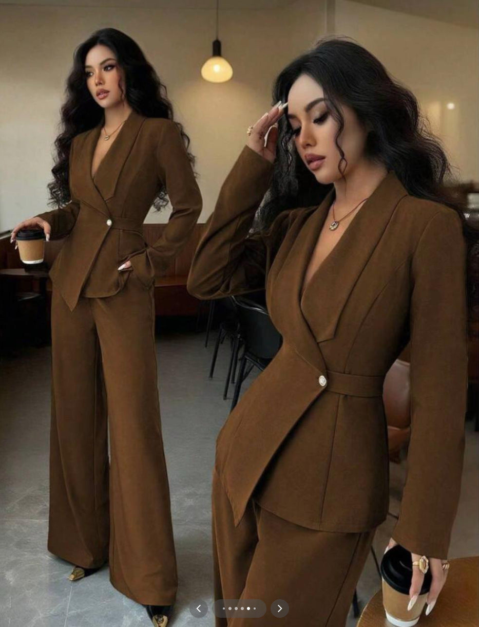 Blazer and Wide Leg Trousers Two Piece Set