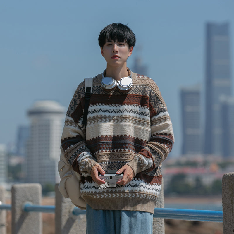 Tribal Pattern Knit Sweater