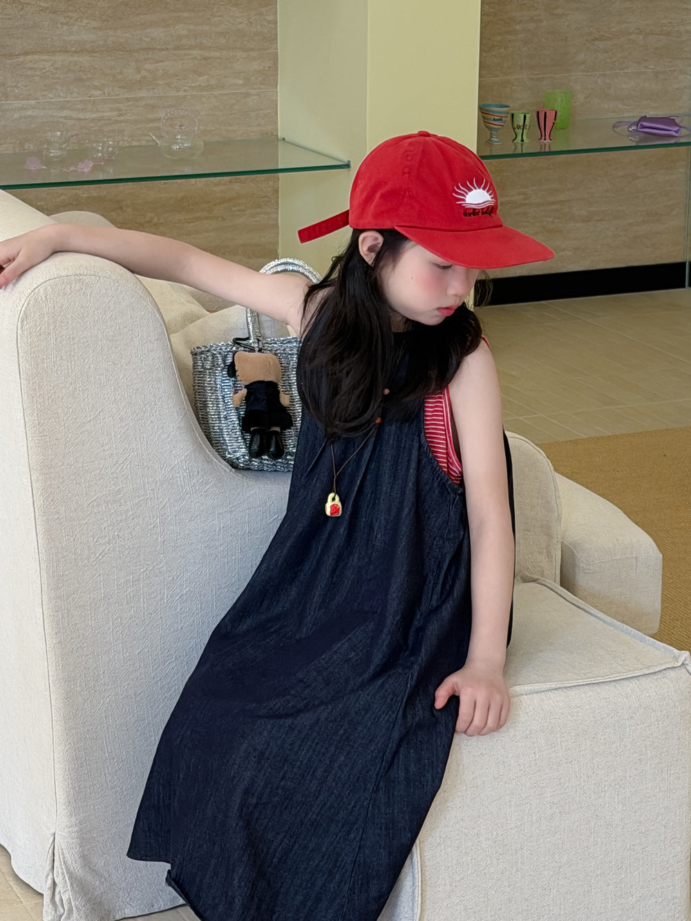 Girls' Denim Pinafore Dress