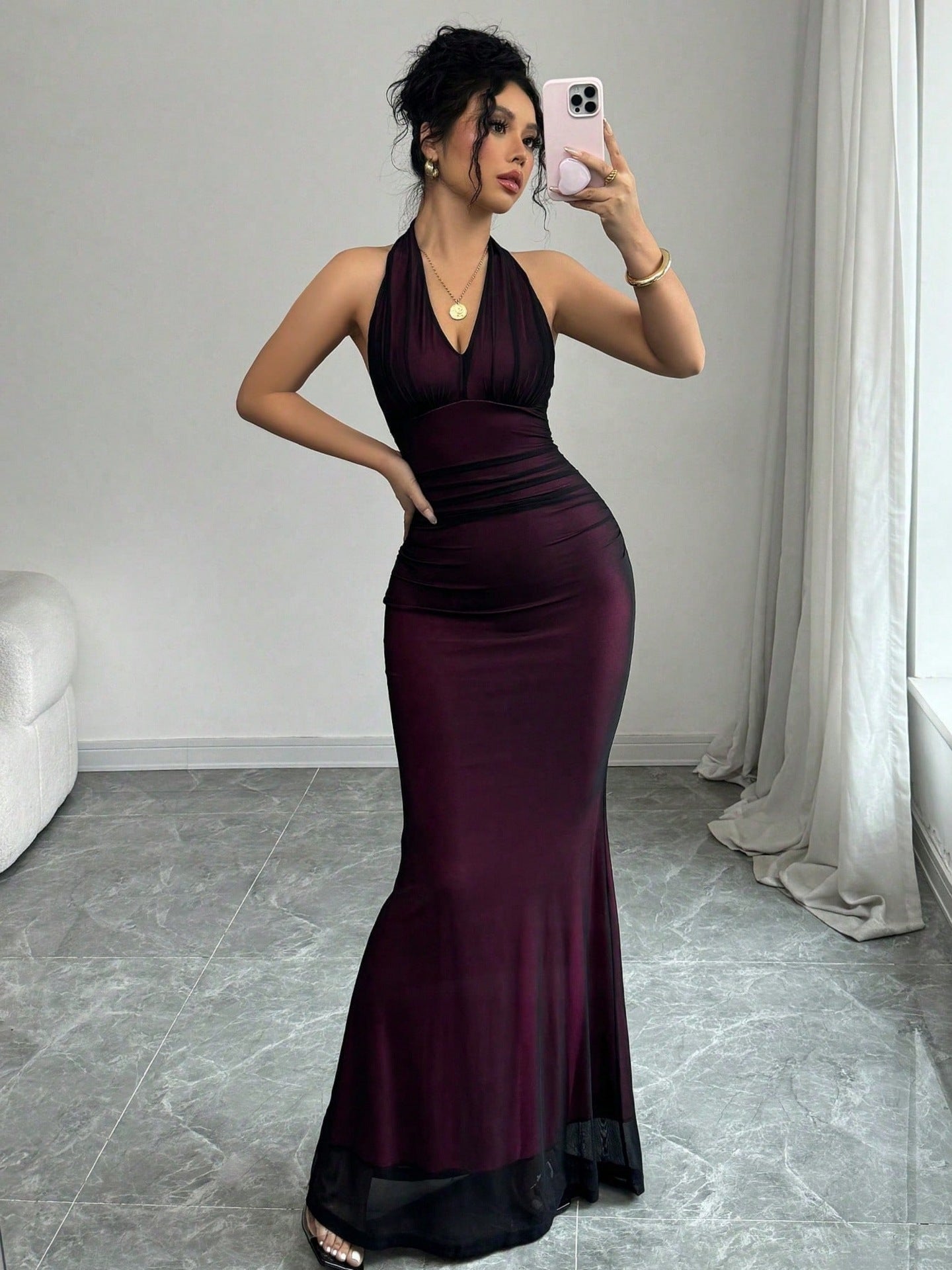 Elegant Halter Backless Maxi Gown