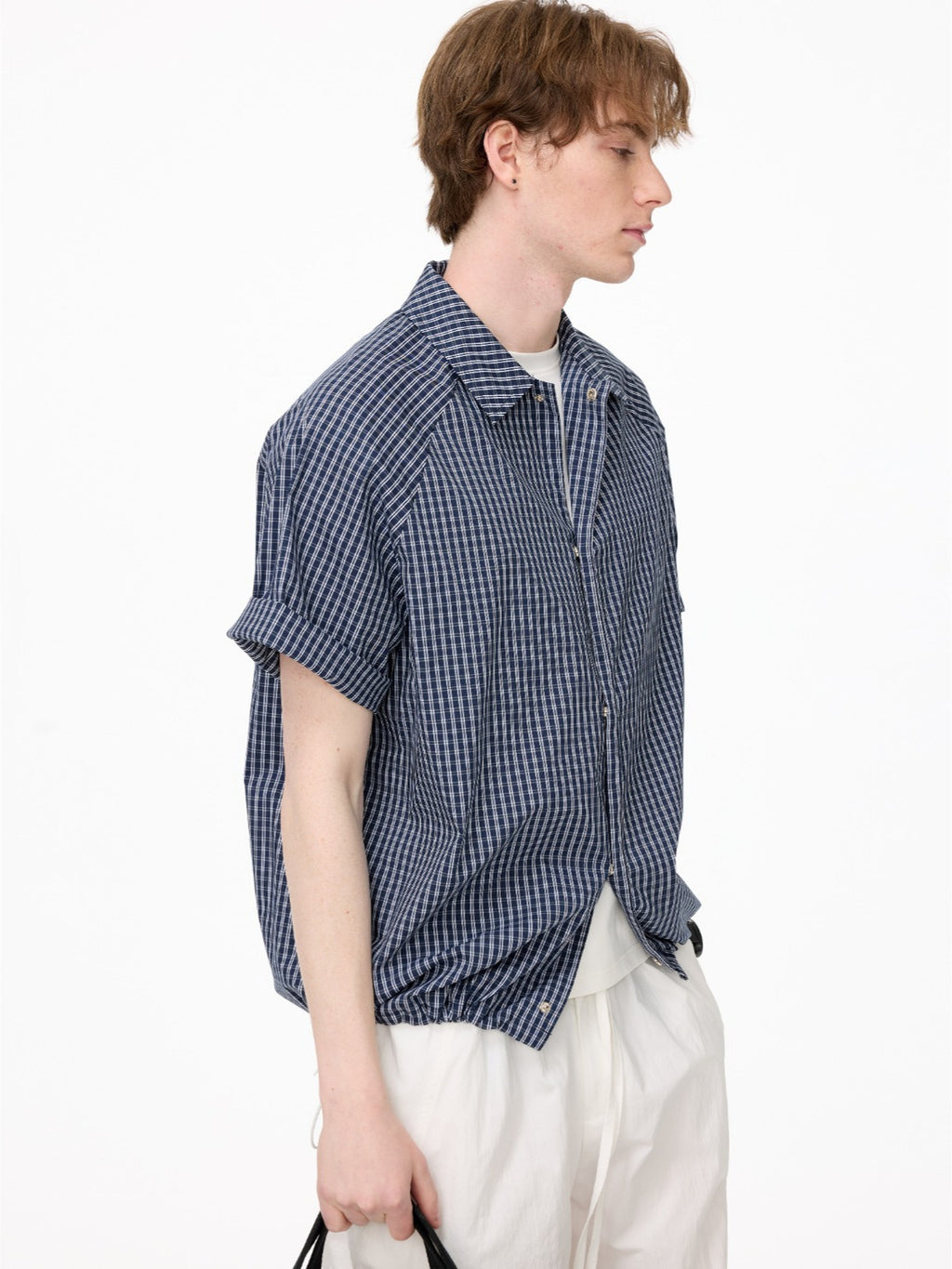 Checkered Oversized Short-Sleeve Shirt