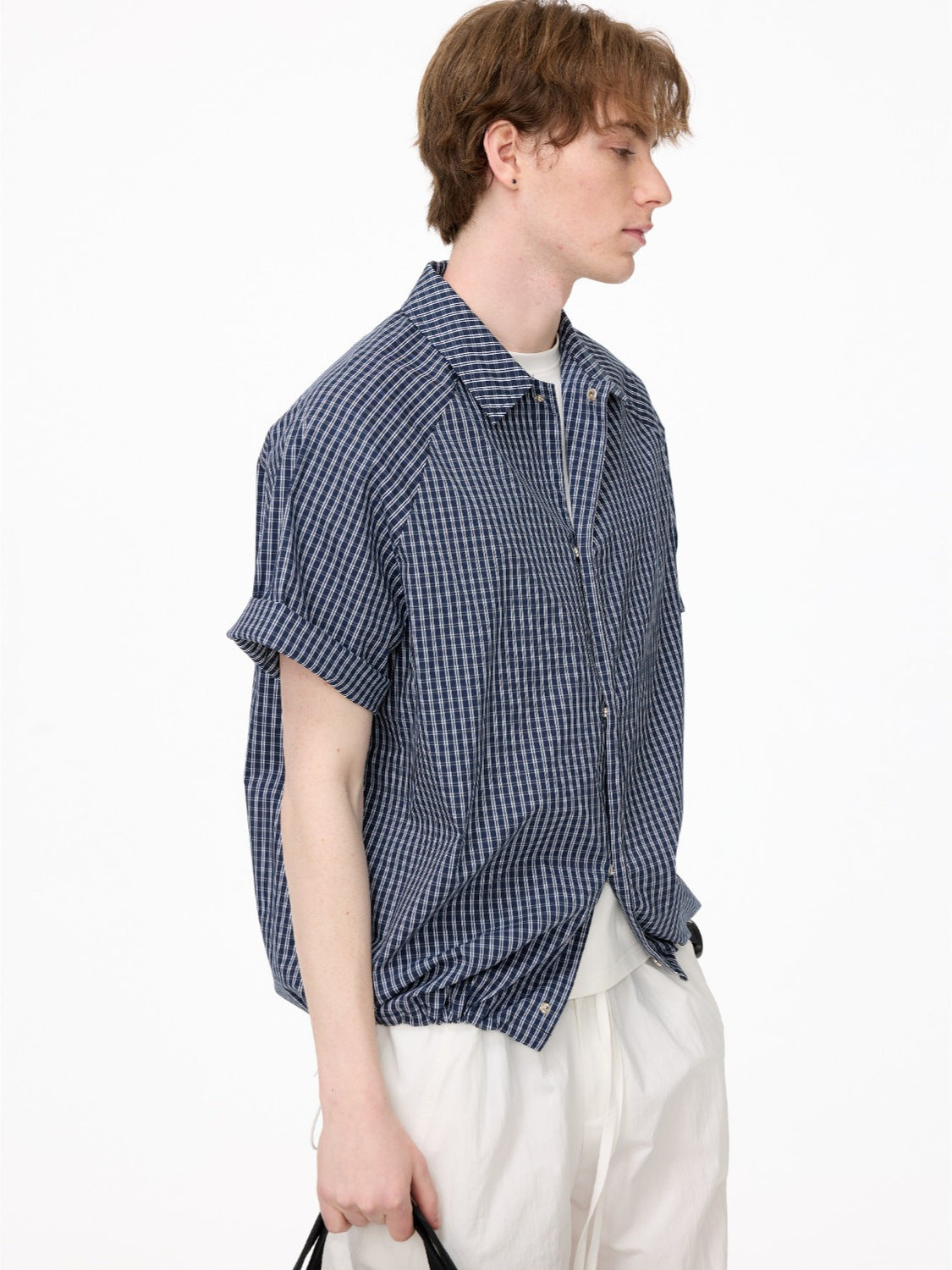 Checkered Oversized Short-Sleeve Shirt