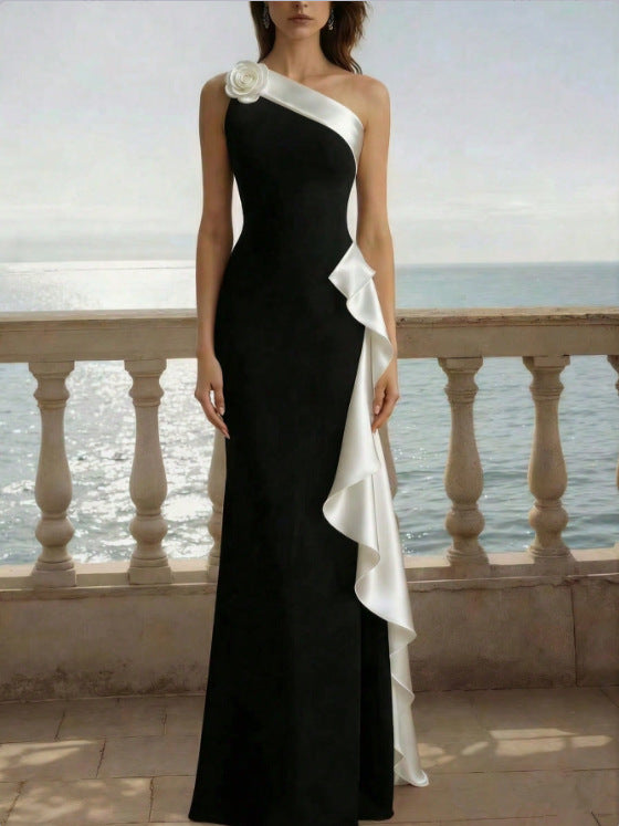 Asymmetric Ruffle Mermaid Dress