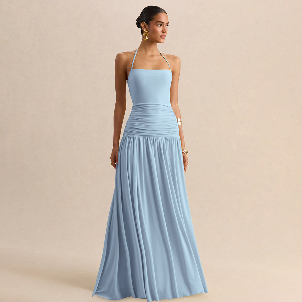 Strapless Pleated Maxi Dress