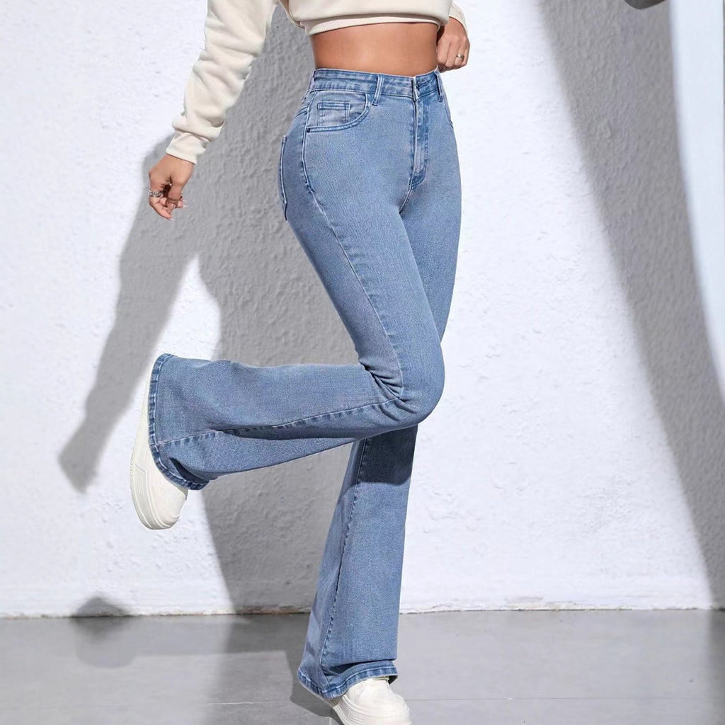 High Waist Wide Leg Straight Denim Pants