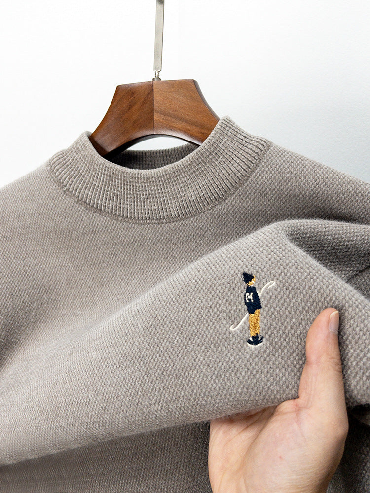 Premium Embroidered Mock Neck Knit