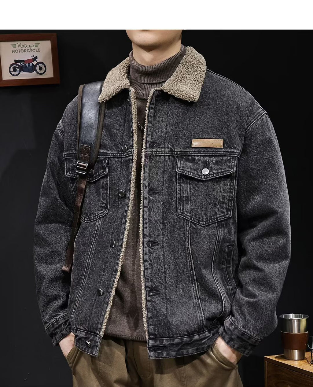 Sherpa-Lined Denim Trucker Jacket