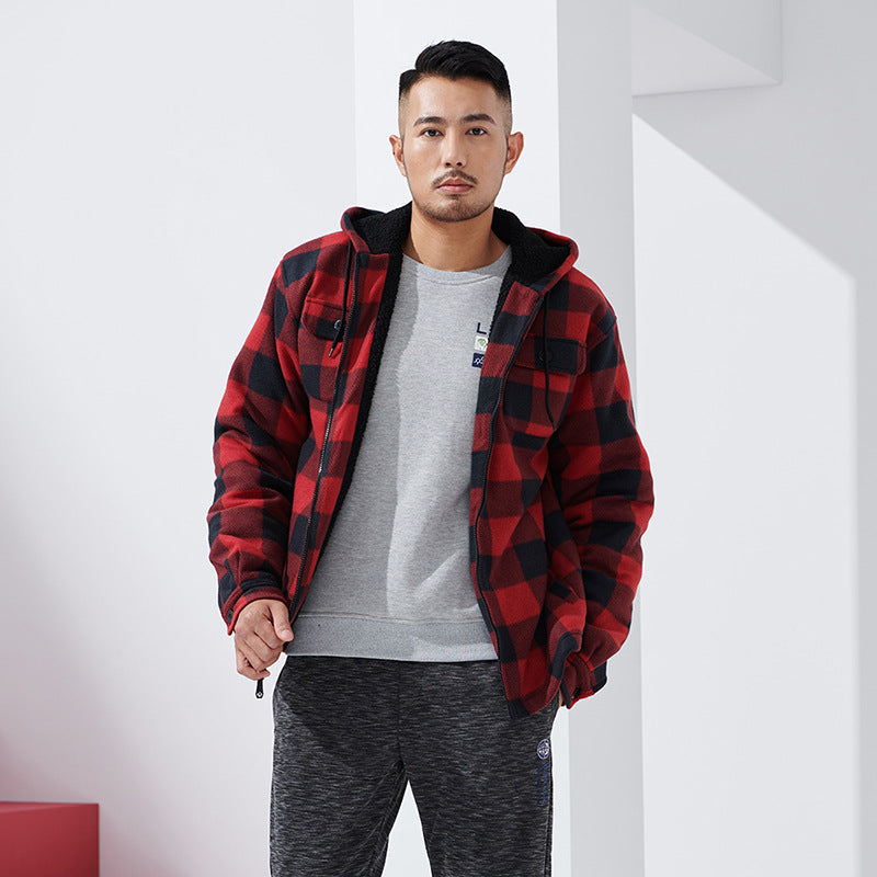 Lined Plaid Hooded Jacket