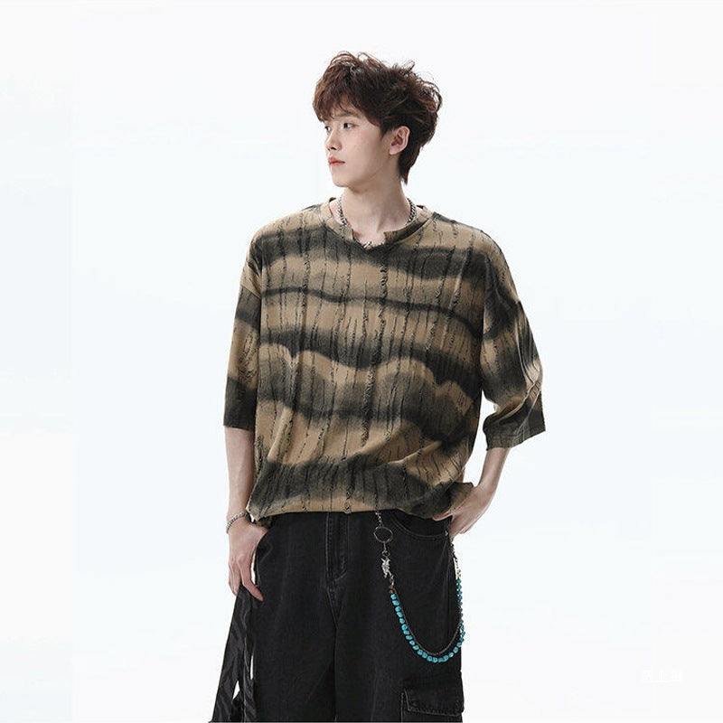 Striped V-neck T-shirt