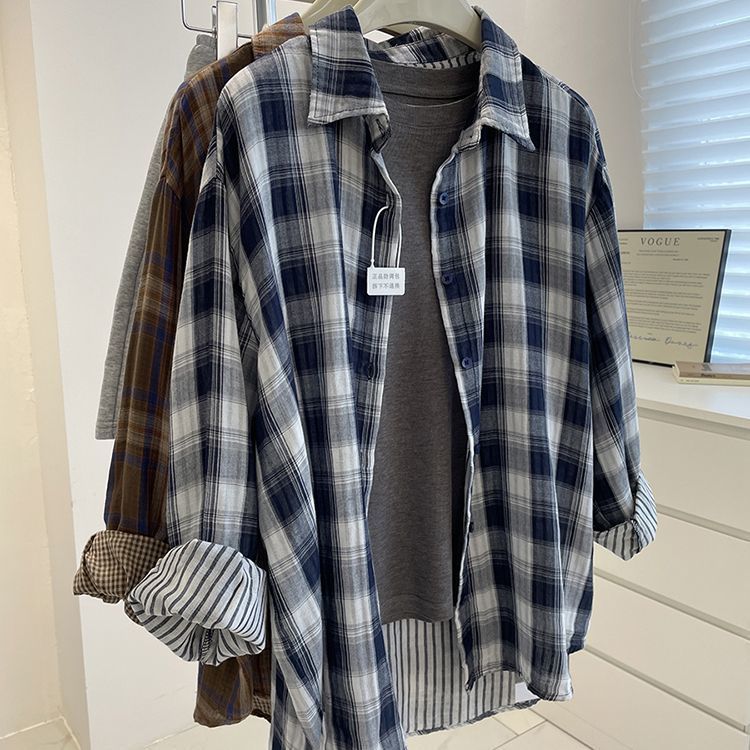 Retro Plaid Long Sleeve Shirt