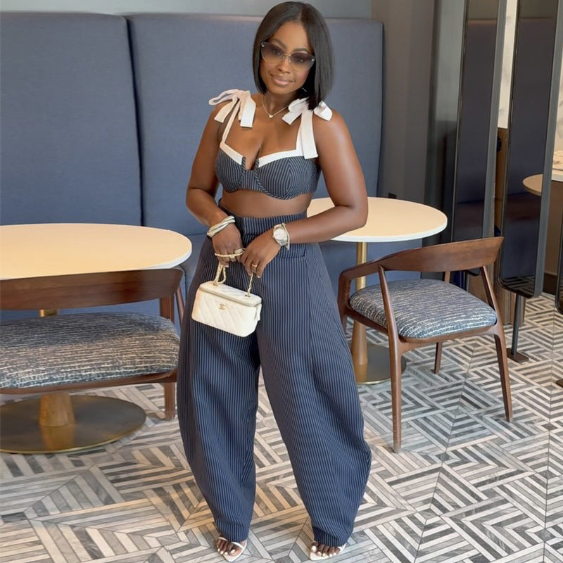 Printed Cutout Cami & Wide-Leg Pants Set
