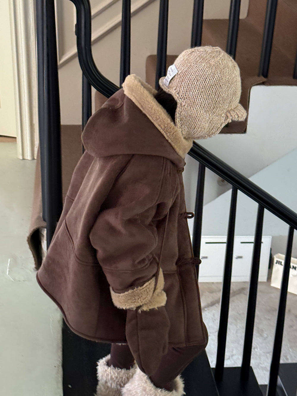 Girls' Hooded Faux-Fur Toggle Coat